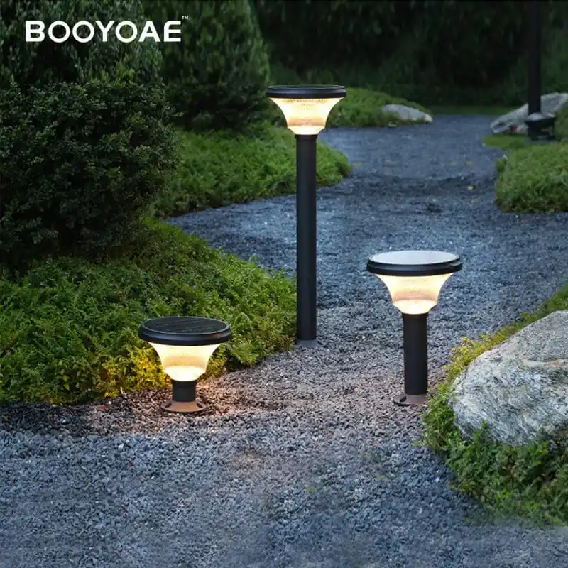 Lampe de pelouse solaire LED brandée \\"Rougeoyante\\" - Éclairage extérieur sans fil - Design moderne - Étanche