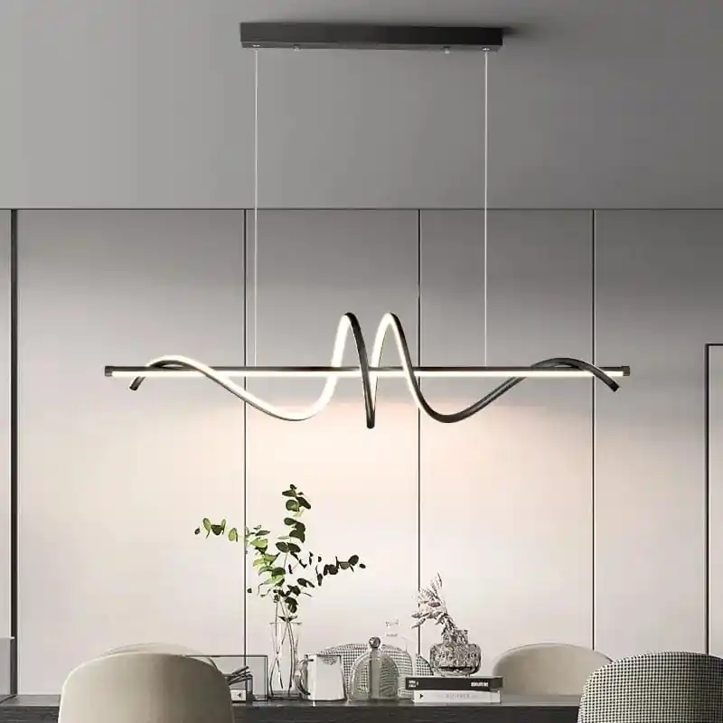 Suspension LED moderne \\"Gold Wave\\" pour salle à manger, chambre, salon et cuisine
