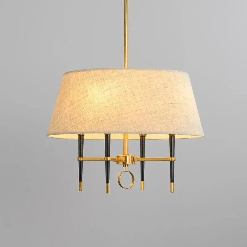 Lustre circulaire en tissu brun clair de style chinois pour une décoration élégante
