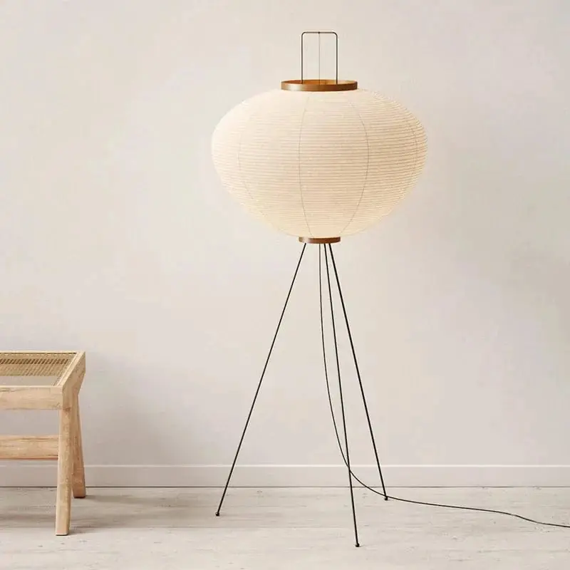 Lampe sur pied en papier de riz Nordique LED aponais Wabi Sabi Vintage
