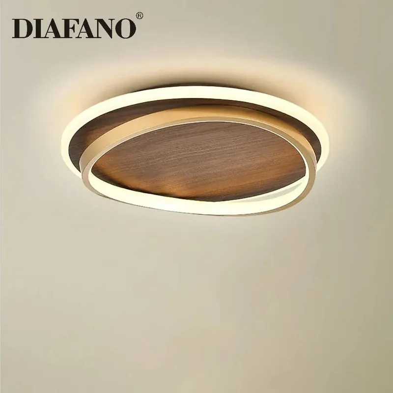 Plafonnier Moderne Rétro Bois Couleur pour Chambre, Restaurant, Cuisine, Étude, Balcon - Éclairage Led Intérieur