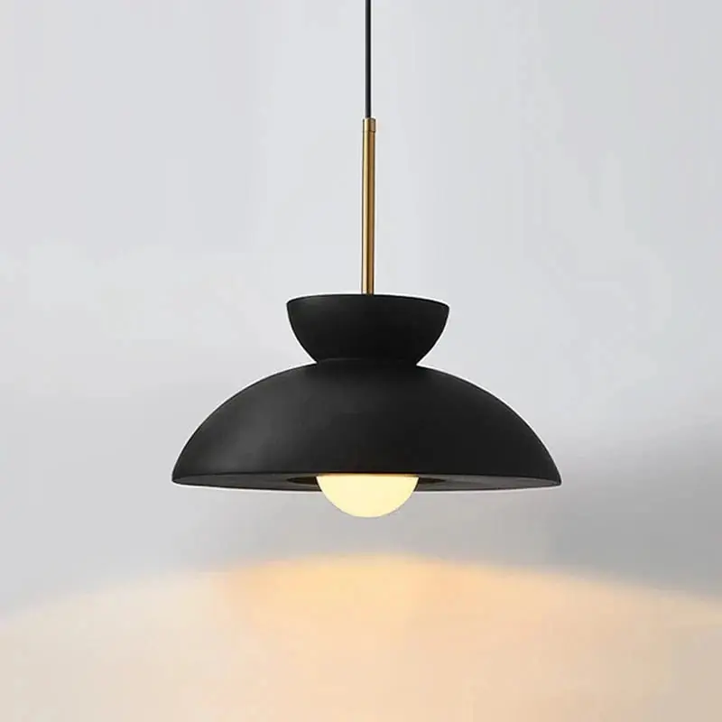 Nordic Bowl-Shaped Cream Style Modern Suspension LED Chandelier for Wabi Sabi Restaurant Decor