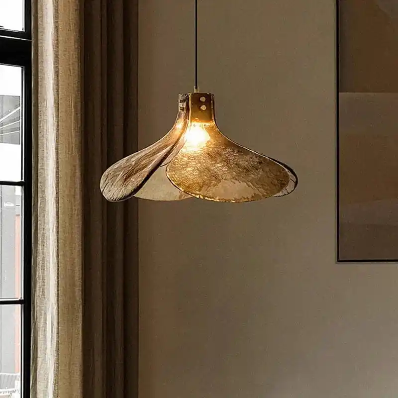 Rétro LED Verre Suspension Lumière Pétale Forme Fleur Lustre Chambre Loft Maison Restaurant Bar Café