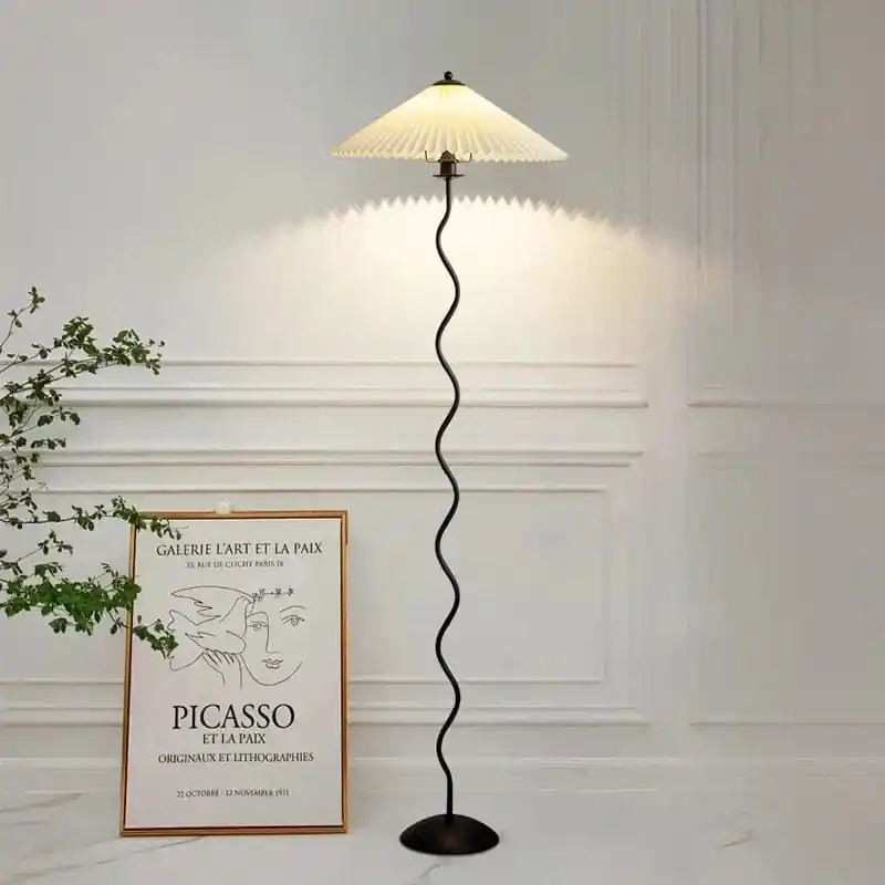 Lampadaire LED en tissu plissé nordique - Collection scandinave