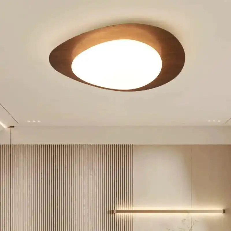 Plafonnier LED Bois Moderne Rétro pour Chambre, Restaurant et Cuisine
