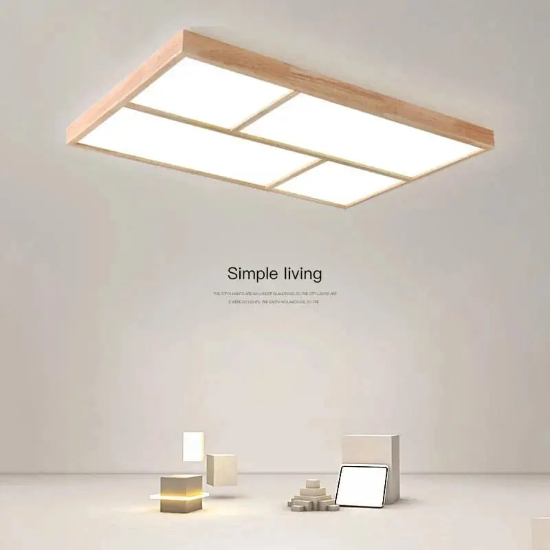 Plafonnier LED en bois véritable pour un intérieur moderne et décoratif