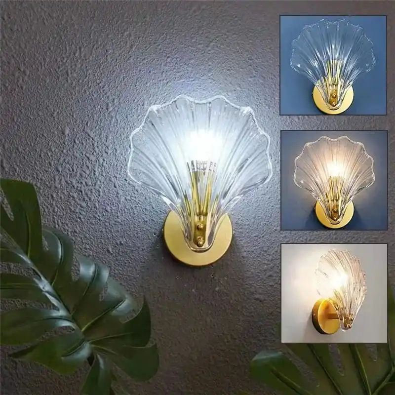 Applique murale de luxe en verre de coquille pour un éclairage moderne et élégant