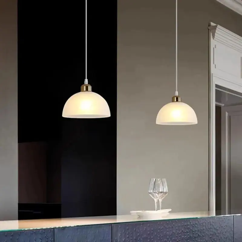 Lustre nordique en verre avec LED pour chambre, salon et cuisine