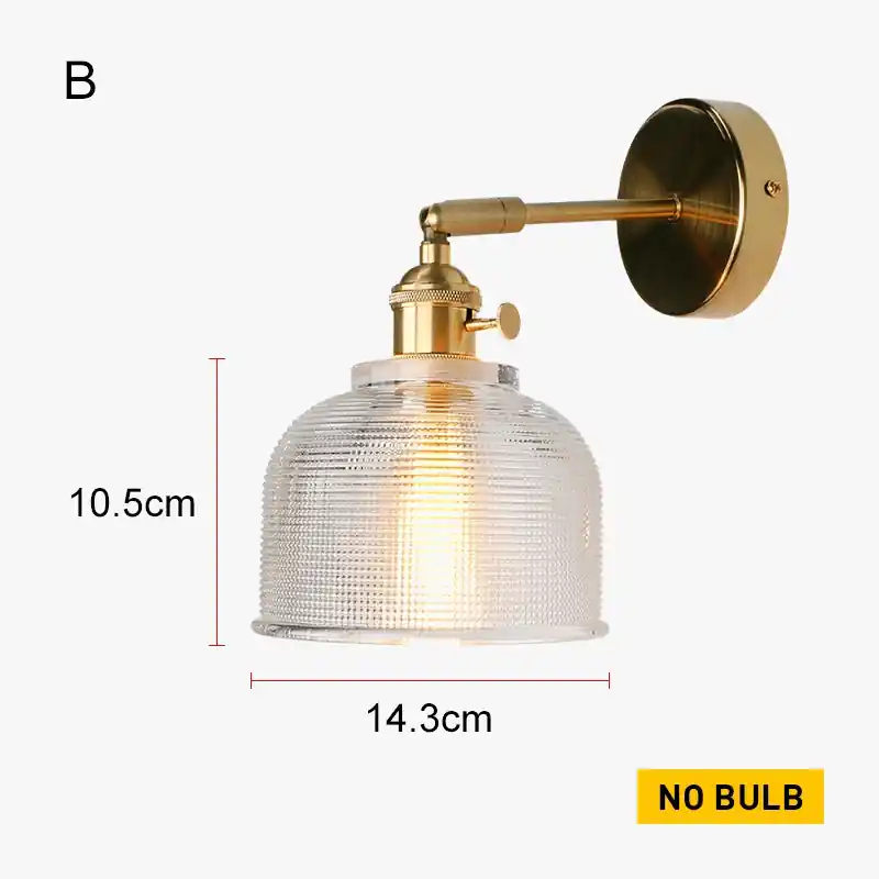 Applique Murale LED Moderne en Verre Cuivré avec Interrupteur pour Chambre