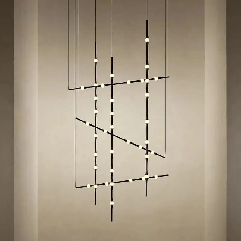 Lustre d'escalier moderne à LED pour une décoration intérieure nordique de Villa prestige
