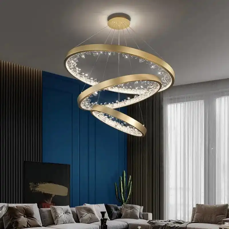Plafonnier LED suspendu en cristal de luxe - Design moderne
