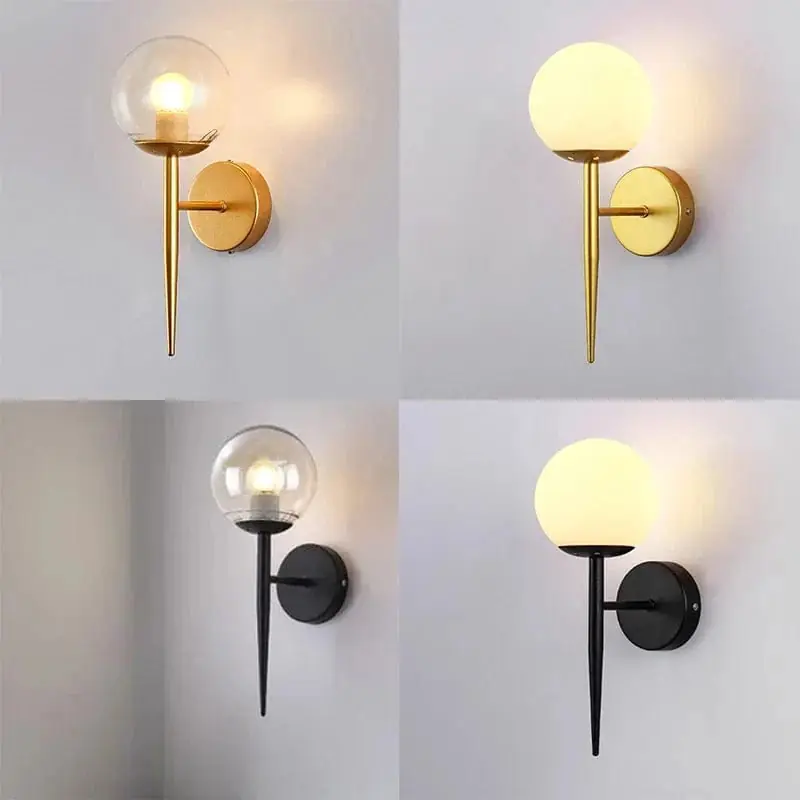 Applique murale boule de LED nordique - Lumières de verre pour escaliers et chambres