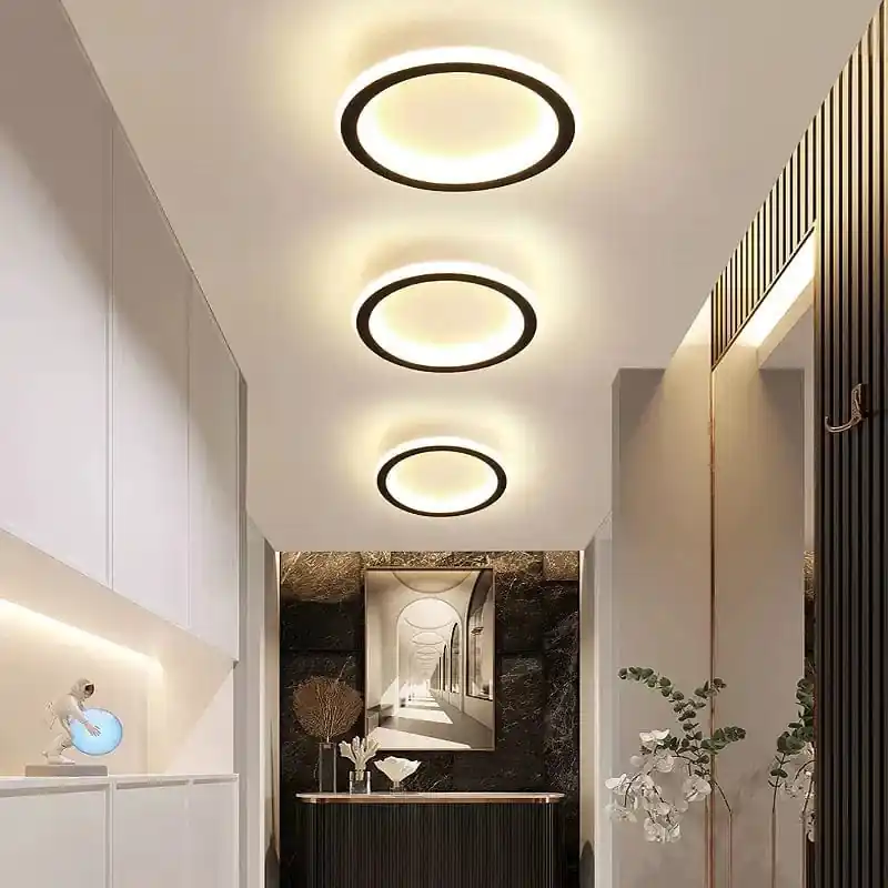 Plafonnier nordique à LED pour allée ronde - Dia 25cm - Design créatif - Idéal pour la cuisine et l'intérieur de la maison