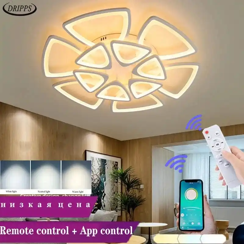 Salon plafonnier LED Nordique - Lustre carré pour éclairage intérieur