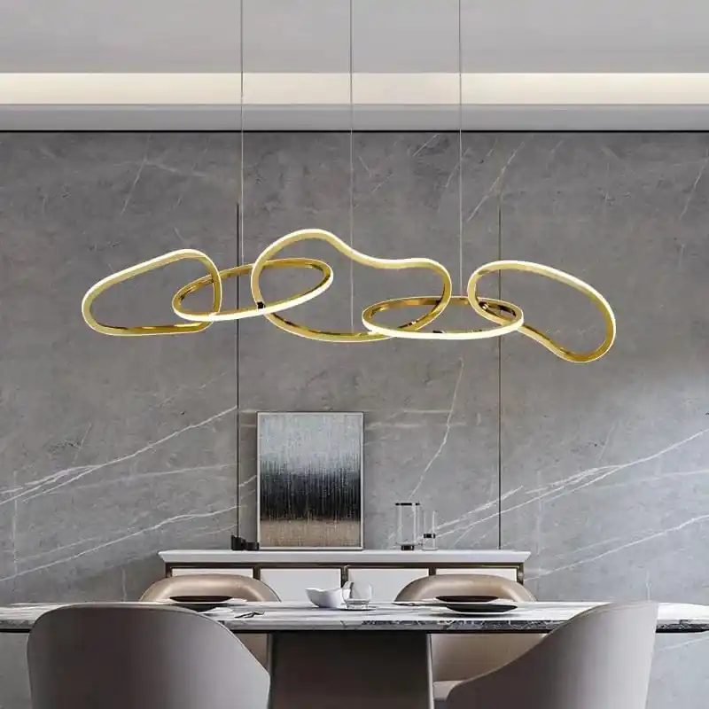 Nouveau Lustre Nordique Luxe Créatif en Acier Inoxydable Galvanisé pour Restaurant Moderne