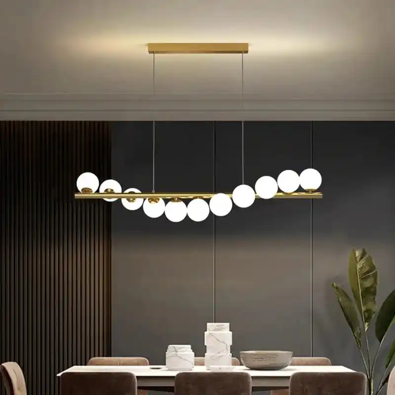 Nordique minimaliste boule de verre lustre Restaurant cuisine G9 lumière LED maison plafond décoration or lustre suspendu en lampe