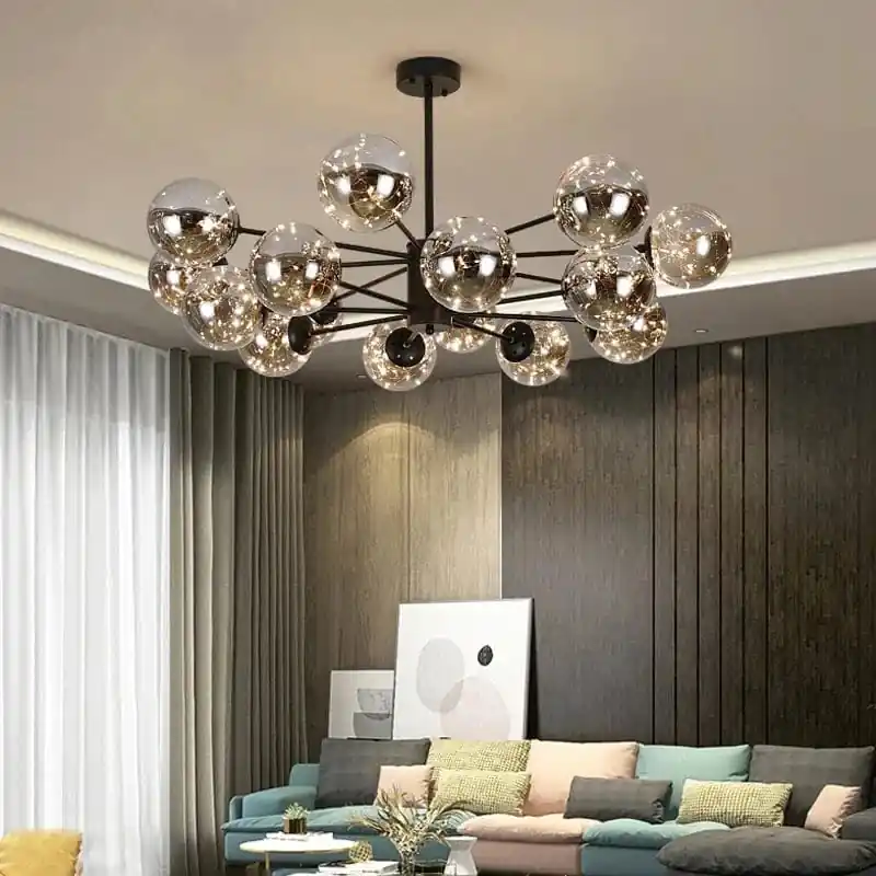 Lustre Étoile Nordique Moderne LED Magique Boule de Verre Haricot