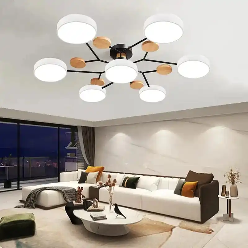 Lustre en bois LED de style nordique pour toutes les pièces