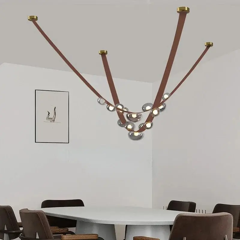 Sandyha Lustre en Cuir avec Suspension LED - Design Moderne