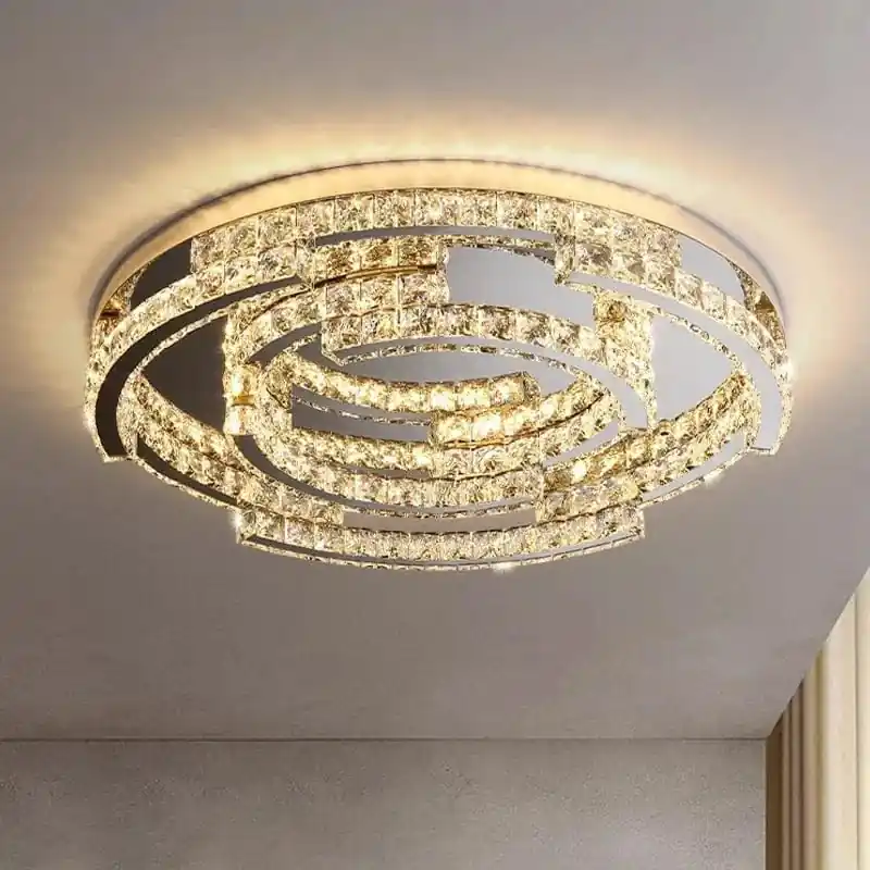 Lampe de plafond LED en cristal de style moderne avec télécommande - LuminaLux