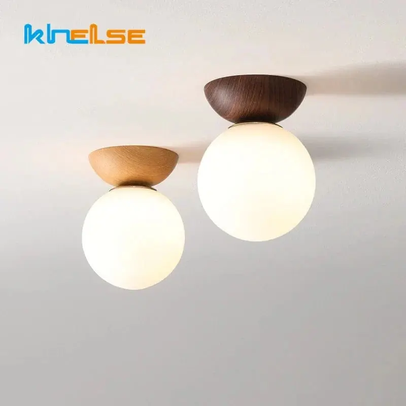 Plafonnier LED \\"Naturel Nordique\\" avec Abat-jour en Verre