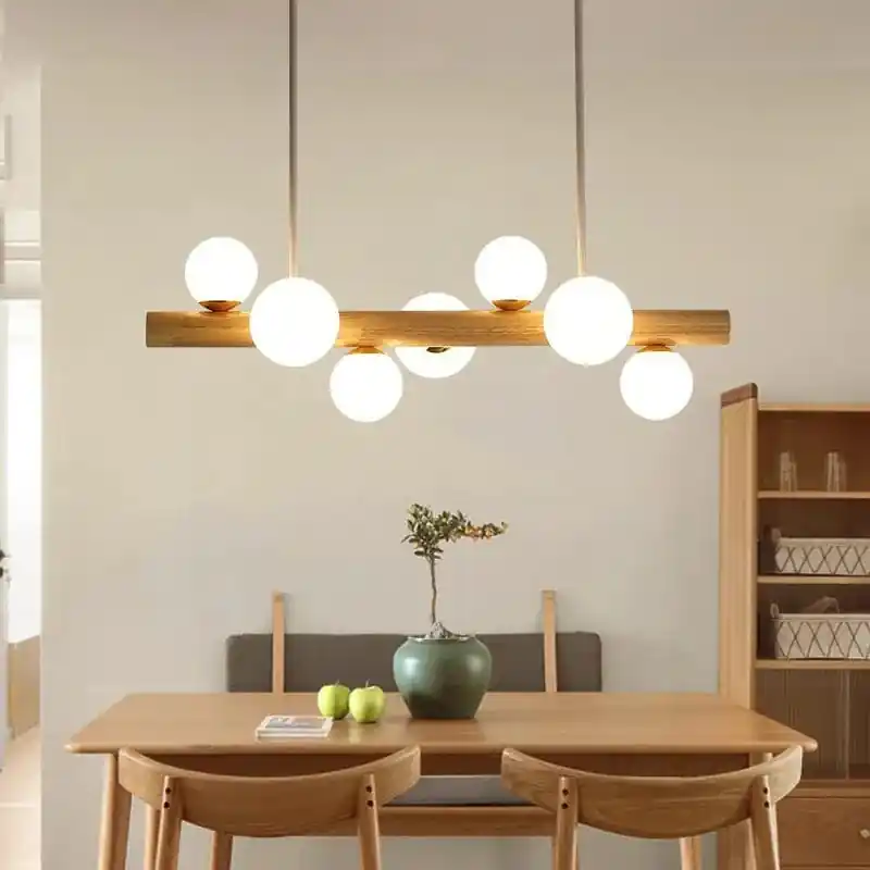 Suspension Bois Minimaliste LED - Style Moderne