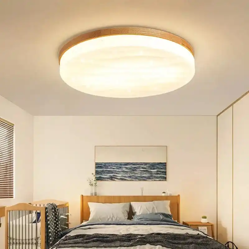 Plafonnier LED Carré Moderne en Bois pour Intérieur - Style Épuré