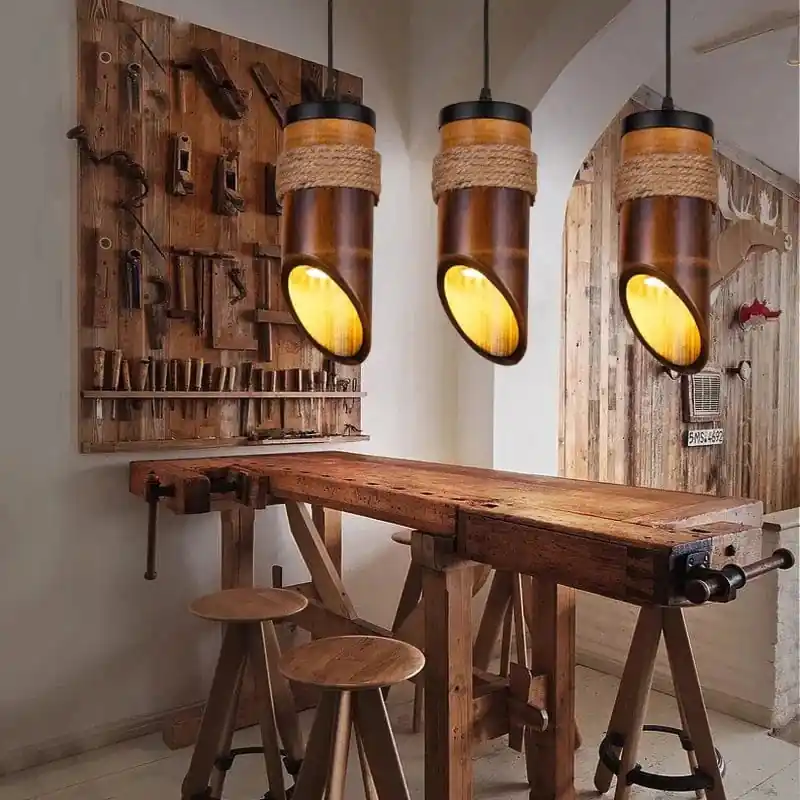Lampe Suspendue Style Américain Loft en Bambou