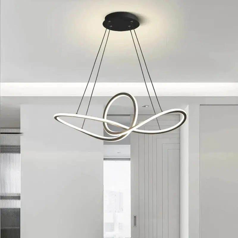 Suspension Nordique Post-Moderne en Aluminium avec Anneau LED