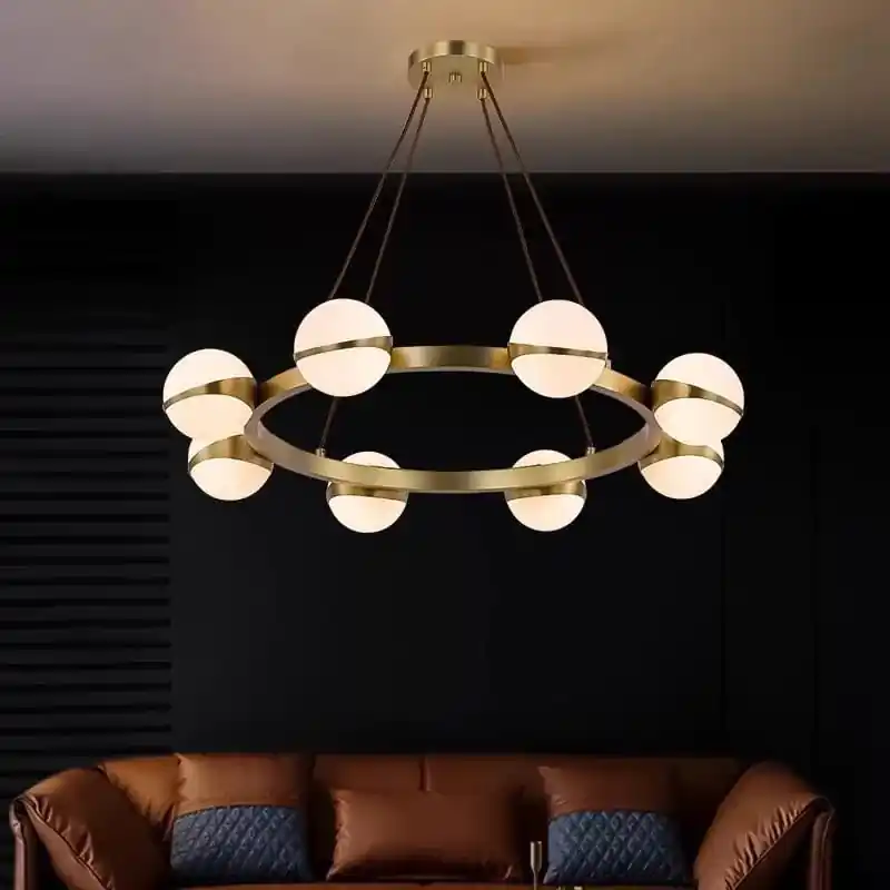 Lustre design rond illuminé par des boules LED