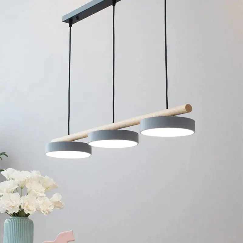 Lustre Nordique en Bois Massif avec LED Intégrée - Collection Scandinave