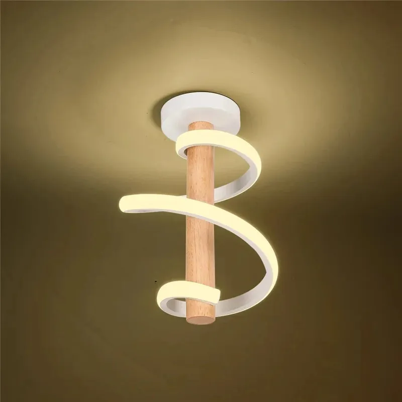 Plafonnier LED en Bois Ondulé Design Moderne - Long Tube Décoratif
