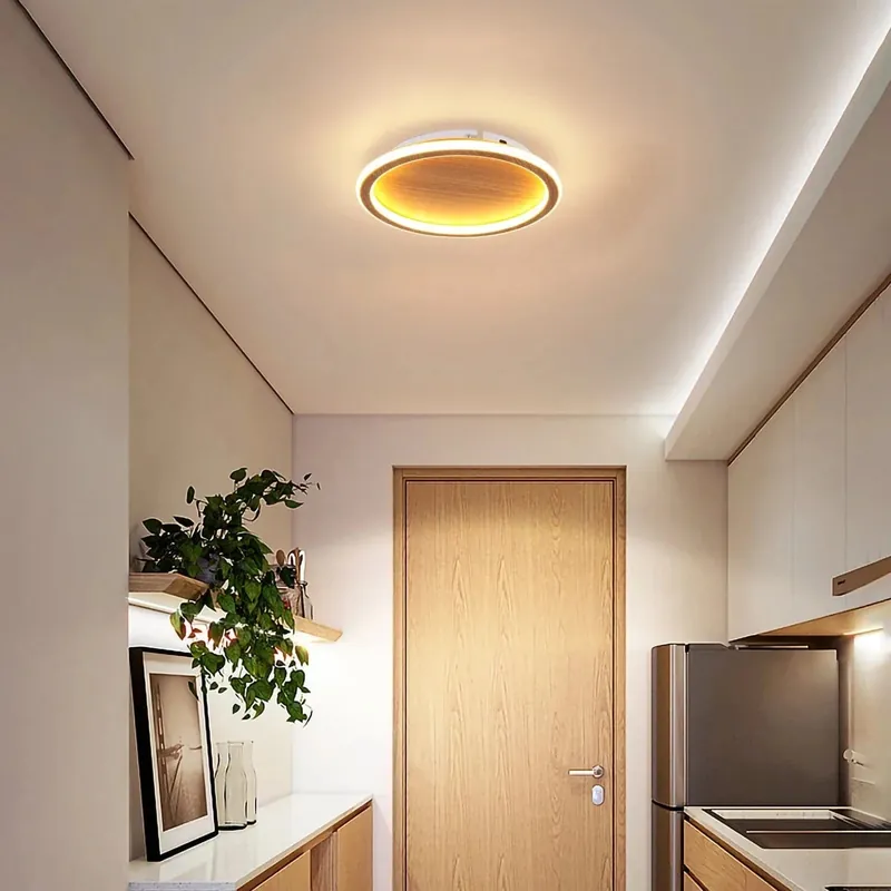 Plafonnier LED design nordique en grain de bois - Éclairage intérieur décoratif