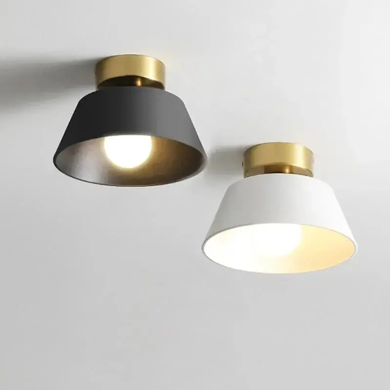 Plafonnier LED rétro en métal avec abat-jour rond