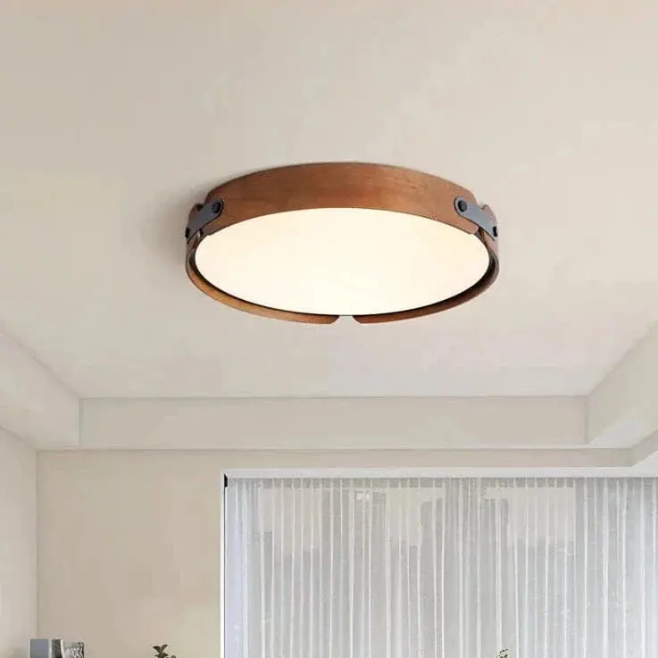 Lampe de plafond japonaise en noyer pour chambre à coucher nordique