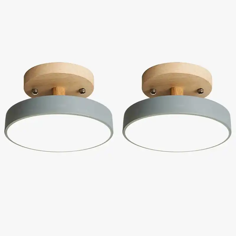Plafonniers modernes LED nordiques en bois pour cuisine, salon, chambre ou salle de bain - Gris