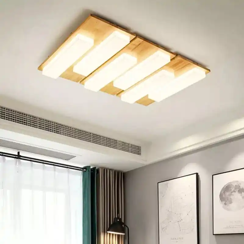 Plafonniers LED modernes en bois véritable - 4\\/6\\/9 têtes - Luminaire intérieur