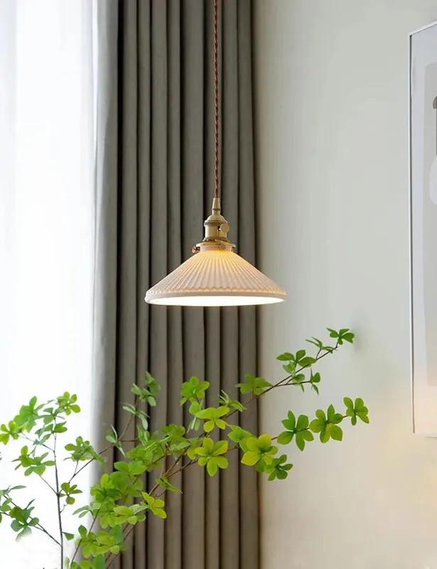 Lustre japonais en céramique - luxe Led plafonnier restaurant Bar chevet nordique