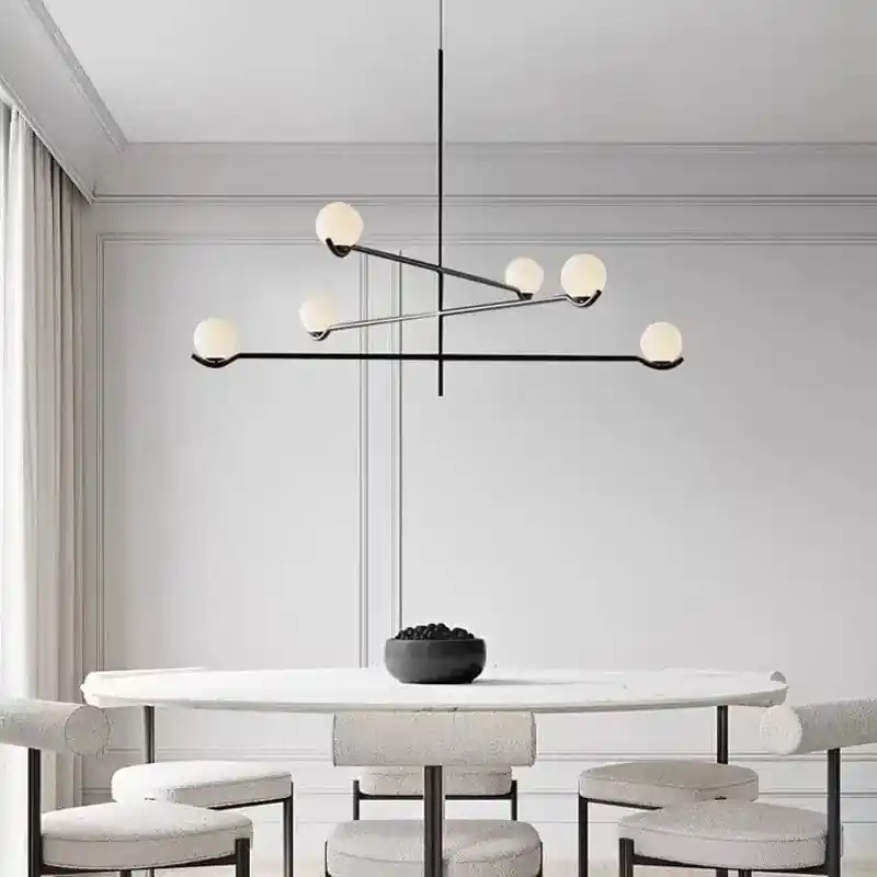 Lustre LED moderne nordique minimaliste créatif noir\\/or pour chambre à coucher et salon - Lampe suspendue haut de gamme