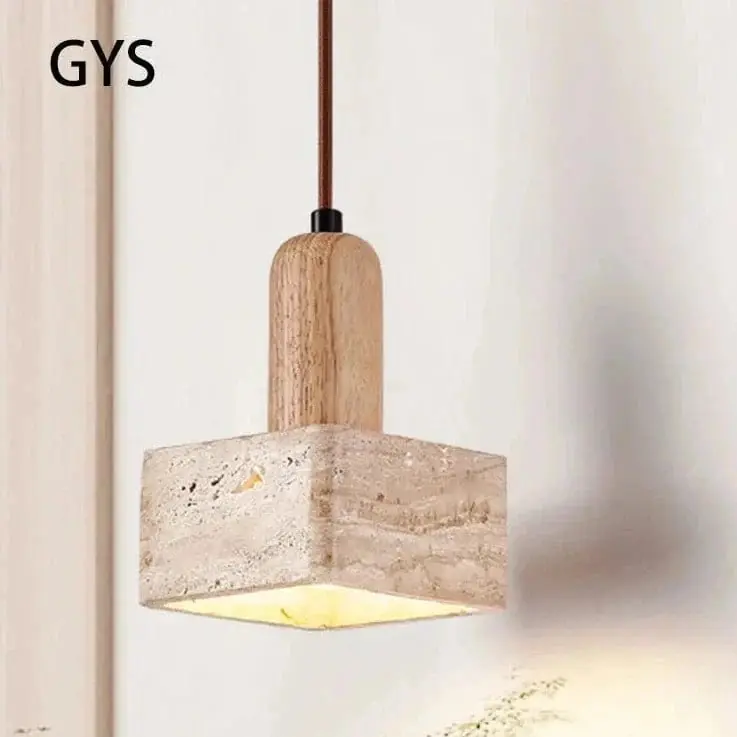 Suspension LED en pierre carrée pour décor rétro de chez vous