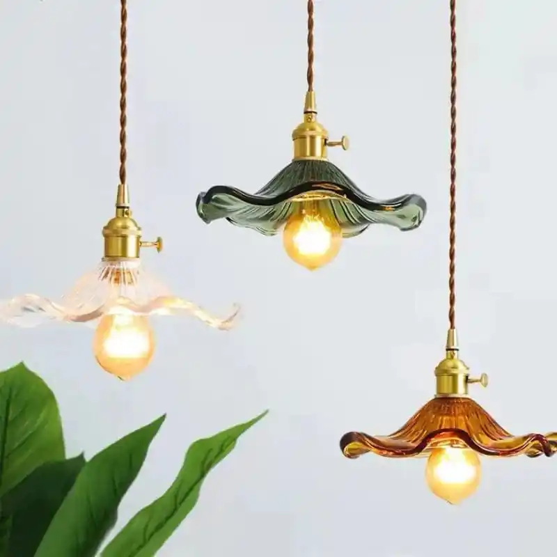 Suspension florale colorée en verre - Style contemporain