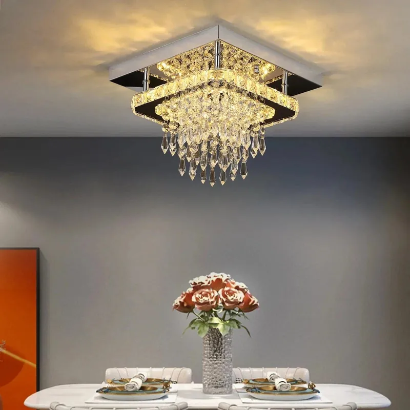 Plafonnier LED Luxe Cristal & Acier.