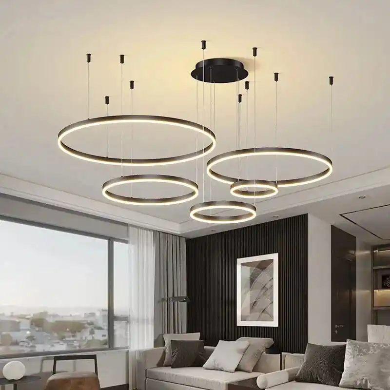 Plafonnier LED design : Anneaux brossés