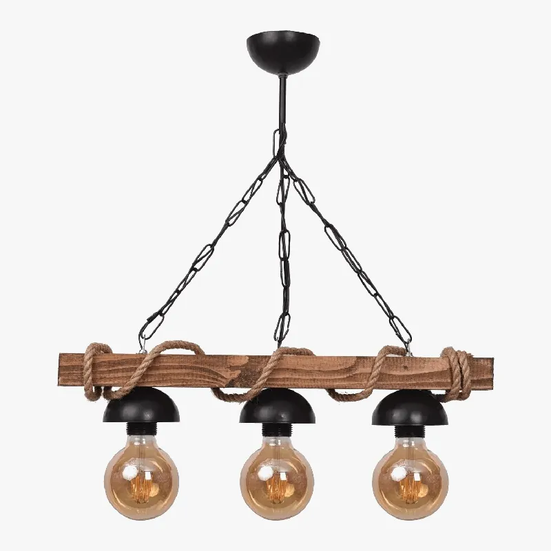 Lustre Vintage en Bois et Métal