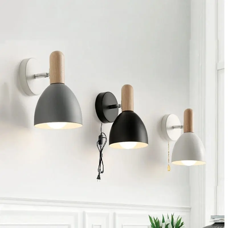 Applique murale LED en bois avec abat-jour Macaron