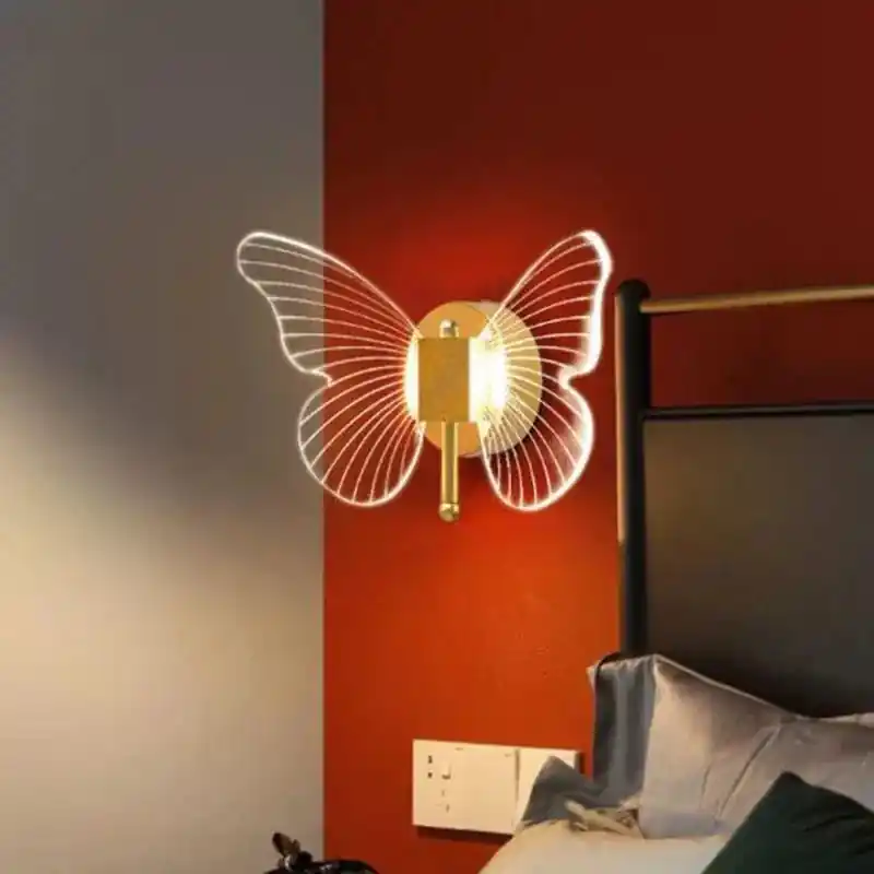 Applique murale LED papillon cuivre nordique