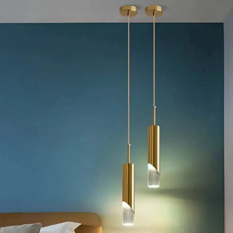 Suspension LED Cuivre Or Cylindrique - Design Élégant