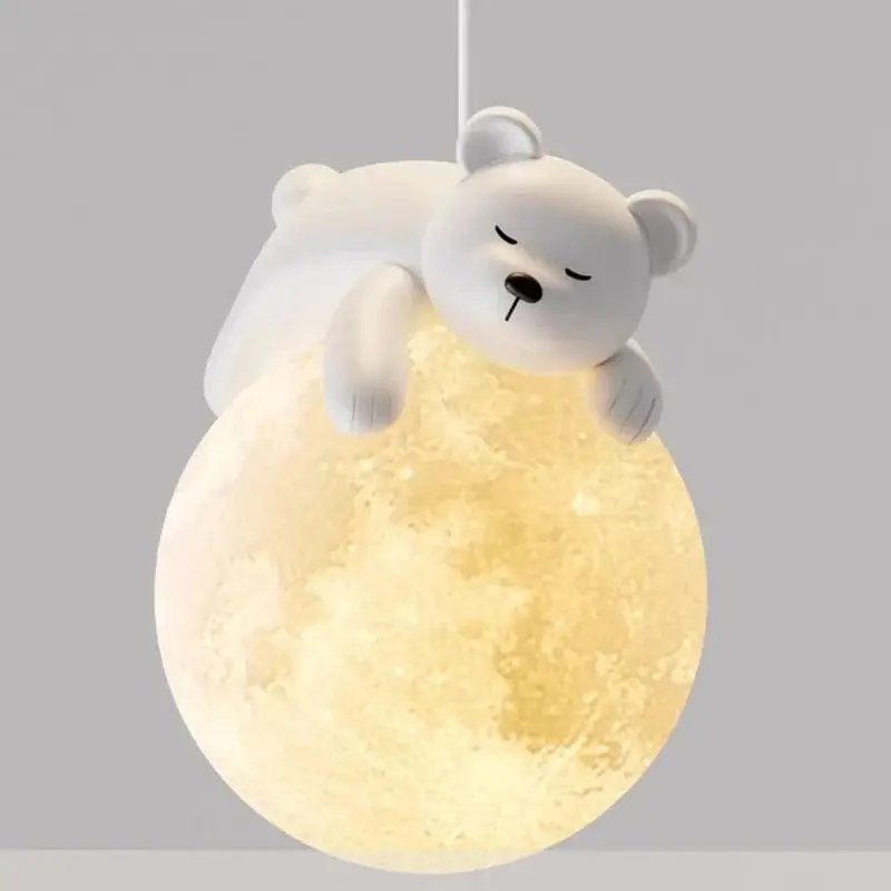 Lustre enfant moderne petit ours LED suspendu