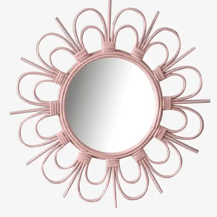 Miroir mural décoratif rond rose French Bloom