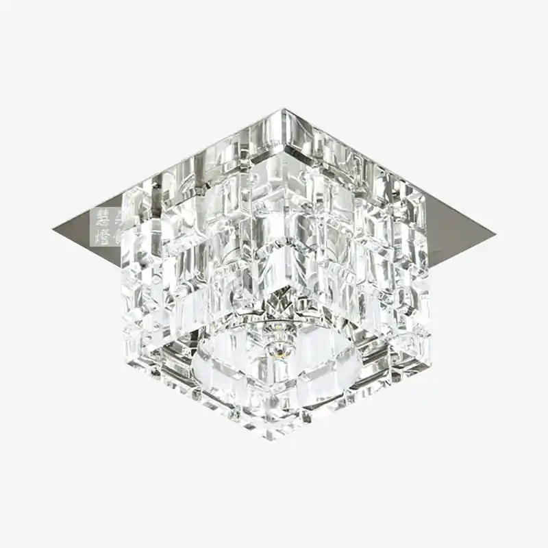 Plafonnier Cristal Cubique Chromé